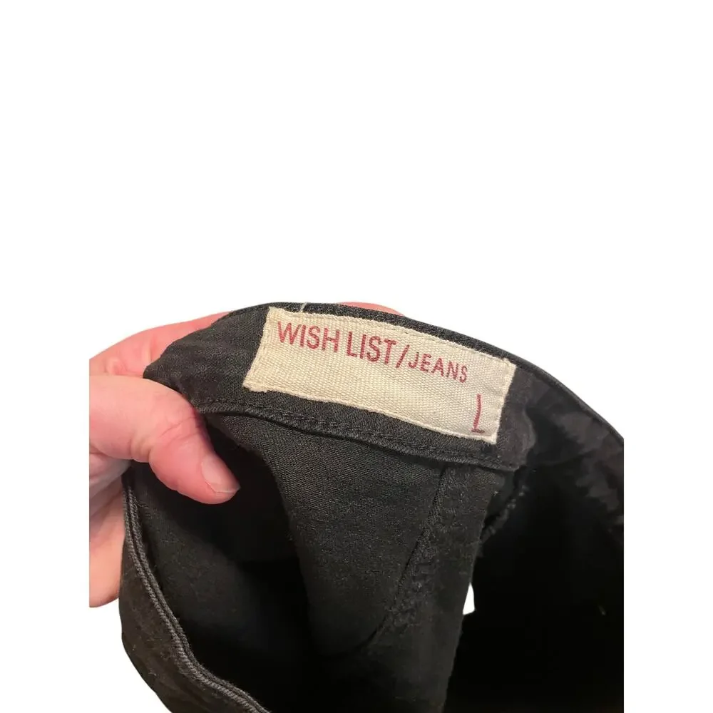 Wishlist Jeans Black Button Front Mini Skirt Retro Coquette Prep Size Large